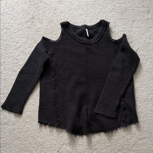 Free People Black Open Shoulder Sweater